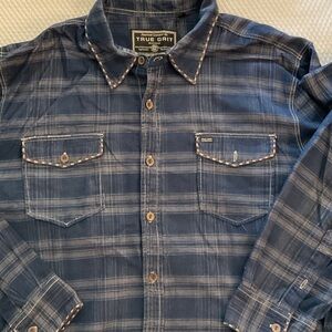 True Grit Navy Plaid Button Down Shirt